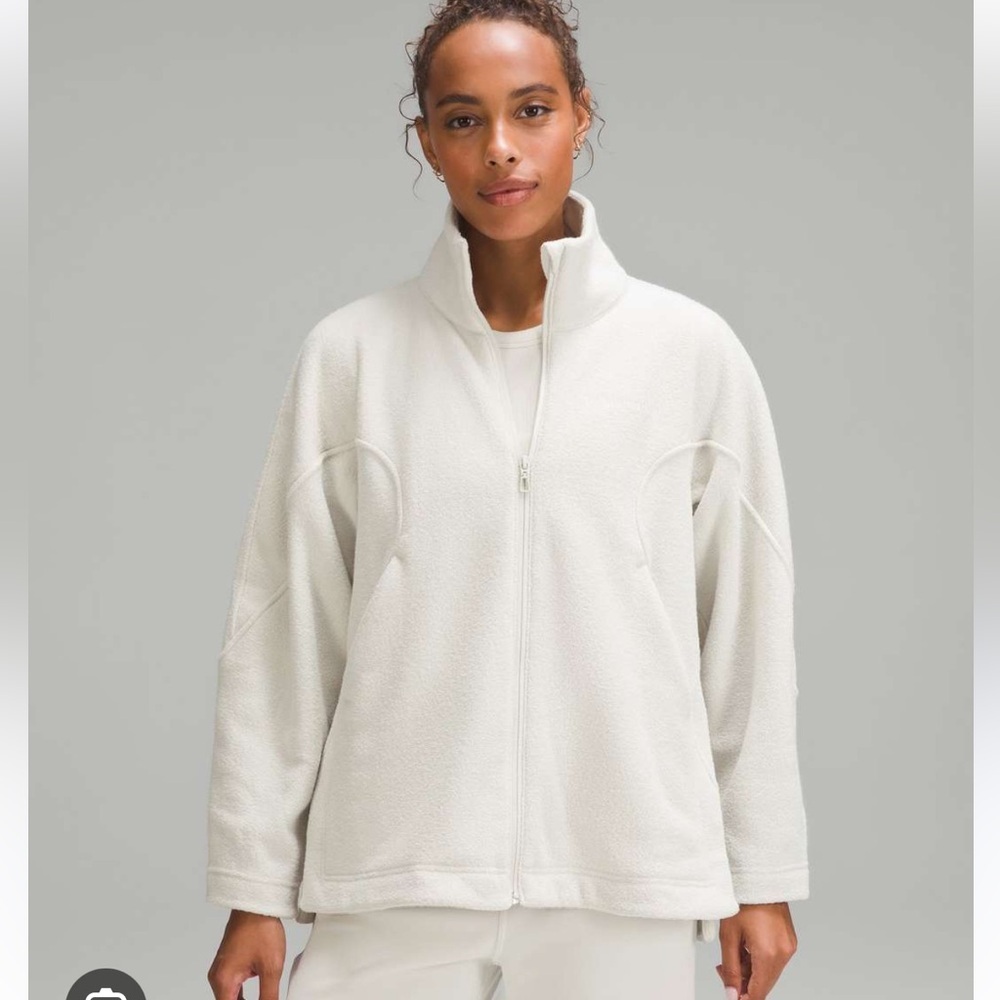 Lululemon Looped Terry Fleece Full Zip in bone size 2 oversized relaxed fit